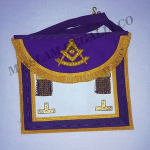 Regalia masónica púrpura y blanca, delantal de rito escocés con camiseta de Metal, flecos dorados - Product Image 4