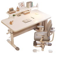 Bureau d'étude pour enfants : Bureau d'étude et de devoirs à domicile avec grande étagère blanche et ensemble de bureau réglable en hauteur