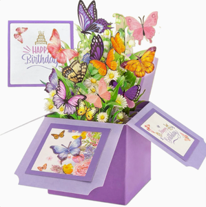 Carte de vœux d'anniversaire papillon violet tridimensionnel best-seller avec message joyeux anniversaire - Product Image 3