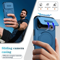 Coque de téléphone hybride rigide PC TPU avec béquille magnétique et protection coulissante pour appareil photo pour iPhone 17 Pro Max 16 15 14 13 Plus