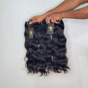 Extensions de cheveux naturels ondulés bruts, cuticules alignées, cheveux indiens bruts ondulés, raides, bouclés, non traités, en lots - Product Image 2