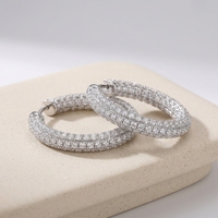 Magnifiques Boucles d'Oreilles Créoles Chunky en Argent Sterling 925, Micro-Pavé de Moissanite, Bijoux de Luxe pour Femme