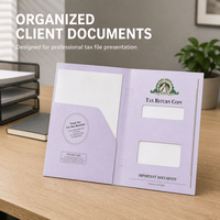 Carpeta de Presentación de Impuestos A4 con Logotipo Personalizado, Papel con Estampado en Relieve y Grabado en Lámina para Empresas de Preparación de Impuestos CPA