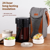 Boîte à lunch isotherme à triple compartiment, grande capacité, en acier inoxydable 304, chauffable, étanche, écologique, pour les employés de bureau