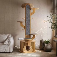 Nouvel Arbre à Chat Multi-niveaux en Bois Écologique, Résistant à l'Usure, avec Griffoir Vertical en Corde de Sisal et Papier Kraft