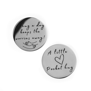 Nhà Sản Xuất Khắc Laser Thư Biểu Tượng Đồng Xu Khoảng Trống Thép Không Gỉ Đồng Xu Trống Túi Ôm Trái Tim Hình Mã Đồng Xu - Product Image 3