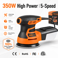 Lijadora Orbital Aleatoria de Primera Calidad de 350W y 5 Pulgadas con Velocidad Variable, Motor de Cobre, Lijadora Eléctrica para Madera con Caja de Aspiración de Polvo, OEM CE