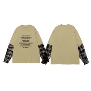 Usine OEM Sérigraphie Coton Polyester Double Couche T-Shirt Chemises à Manches Longues Pour Hommes