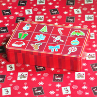 Boîte en étain rectangulaire de 215x135x48mm pour cadeaux, accessoires, outils, aliments, jouets, chocolats, bonbons, biscuits, emballage de Noël