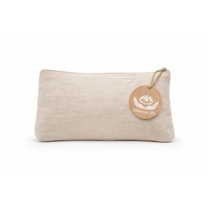 Custom Logo Zippered Linen Cosmetic Bag with Eco-Friendly Fashionable Cosmetics <b>Case</b> wDiary Use - Product Image 1