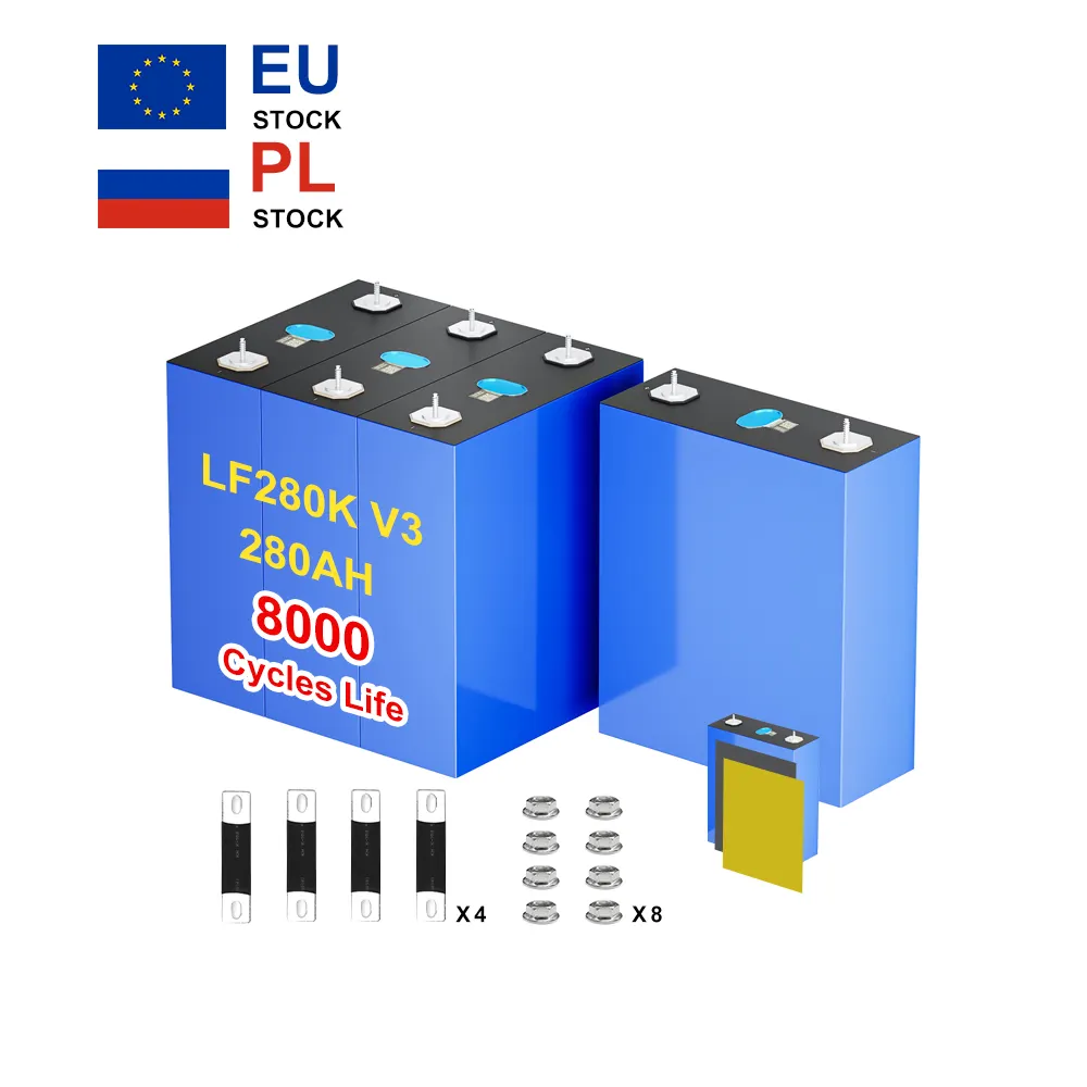 EU โปแลนด์จัดส่งฟรี LF280 lifepo4 โทรศัพท์มือถือ EV 280AH เกรด A 3.2V 310ah Lifepo4 แบตเตอรี่ปริซึม 12V 24V 36V 48V