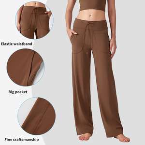 Pantalon large pour femme DL336, doux comme du beurre, avec cordon de serrage, poches latérales, pantalon décontracté et athlétique, coupe droite - Product Image 5