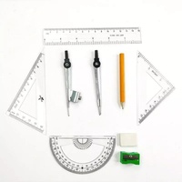 Juego de geometría con compás en caja metálica, 9 piezas, multifunción, material escolar para niños, Surwin