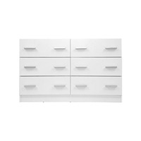 Armoire de rangement en bois blanc moderne et durable avec 6 tiroirs coulissants en métal, 3 niveaux, pour salon et chambre à coucher (vente en gros)