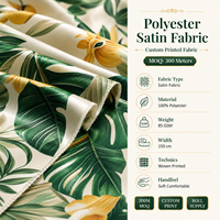 Tissu en satin de polyester imprimé, soyeux, tissé, à motifs floraux tropicaux, pour pyjamas, vêtements de détente et robes, vente en gros sur mesure au mètre