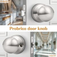 Poignées de porte d'intérieur Probrico rondes en nickel brossé pour couloir et placard, serrure de passage sans clé, lot de 10