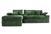 Canapé modulaire extensible en velours côtelé vert foncé en forme de L, design moderne, emballé sous vide, gain de place, taille personnalisée pour