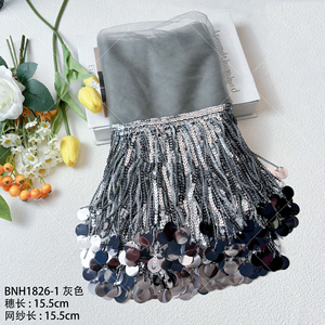 Nouvelle idée 2025, dentelle à sequins de 15 cm, franges en maille multicolores, robe de mariée sexy, dentelle décorative à franges - Product Image 5