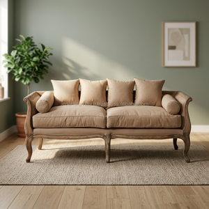 Modern Design Vintage French Fabric Apartment Living Room <b>Sofa</b> Set European Style Wood Customized Size <b>Sofa</b> <b>Bed</b> Ardena - Product Image 3