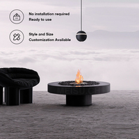 MEISU.CH Brasero sans fumée pour camping, foyer extérieur autoportant rond 1300 mm, foyer à bois/gaz/alkohol avec table