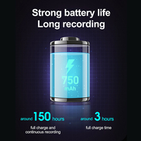 Enregistreur vocal ultra-mince 150 heures de batterie longue durée d'enregistrement fonction de suppression de carte d'enregistrement audio numérique