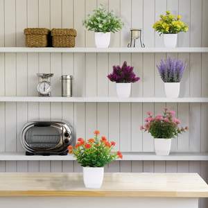 ชุดดอกไม้ประดิษฐ์พรีเมียม 6 ชิ้น สีสันสดใส สีส้มและสีชมพู ในกระถางทรงสี่เหลี่ยมสีขาว สำหรับตกแต่งตลอดปี - Product Image 6