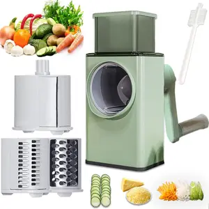 Kitchen 3 In 1 Manual Drum Rotary Cheese Grater Round Mandoline Vegetable Cutter/Slicer/Chopper Safe Food Grinder