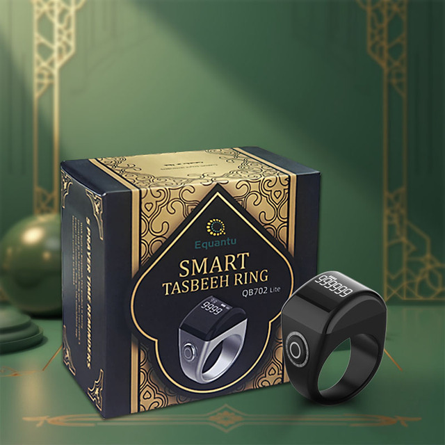 Muslim Smart Ring with Digital Counter Qibla and Tasbih Counter Prayer Reminder Alarm Clock IOS App Control New Zikr Ring