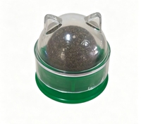 Juguete de Bola de Catnip Transparente Giratoria con Orejas de Gato, Montaje en Pared Desmontable, Bola de Menta Interactiva para Gatos, Juguete Relajante para Masticar