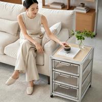 Armoire de rangement multi-tiroirs en profilé aluminium, table de chevet mobile, table d'appoint roulante pour chambre à coucher, salon