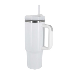 Lot de 20 gobelets isothermes modernes en acier inoxydable à double paroi, revêtement noir poudré, 40 oz, avec couvercle et paille, isolation 6-12 heures - Product Image 1