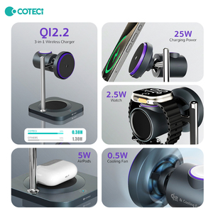 Coteci 2025 Qi2.2 25W <span class=keywords><strong>3</strong></span> Trong 1 Siêu Nhanh Từ Sạc Không Dây Sạc Đứng Trạm Đối Với iPhone 17 Cho iPhone iPad Đồng Hồ - Product Image 5