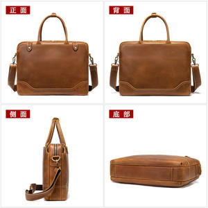Maletín de Cuero Genuino Crazy Horse de Andong para Hombre, Maletín de Cuero de Grano Completo Multifuncional para Hombre, Bolsos de Hombro para Portátil de 14 Pulgadas - Product Image 4