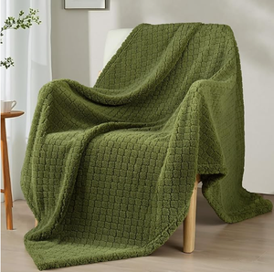 Custom Jacquard <strong>Throw</strong> Blanket Super Soft Warm Plush Blanket <strong>Throw</strong> Size, Great for Couch Sofa Bed, All Seasons Use, <strong>Green</strong> - Product Image 1