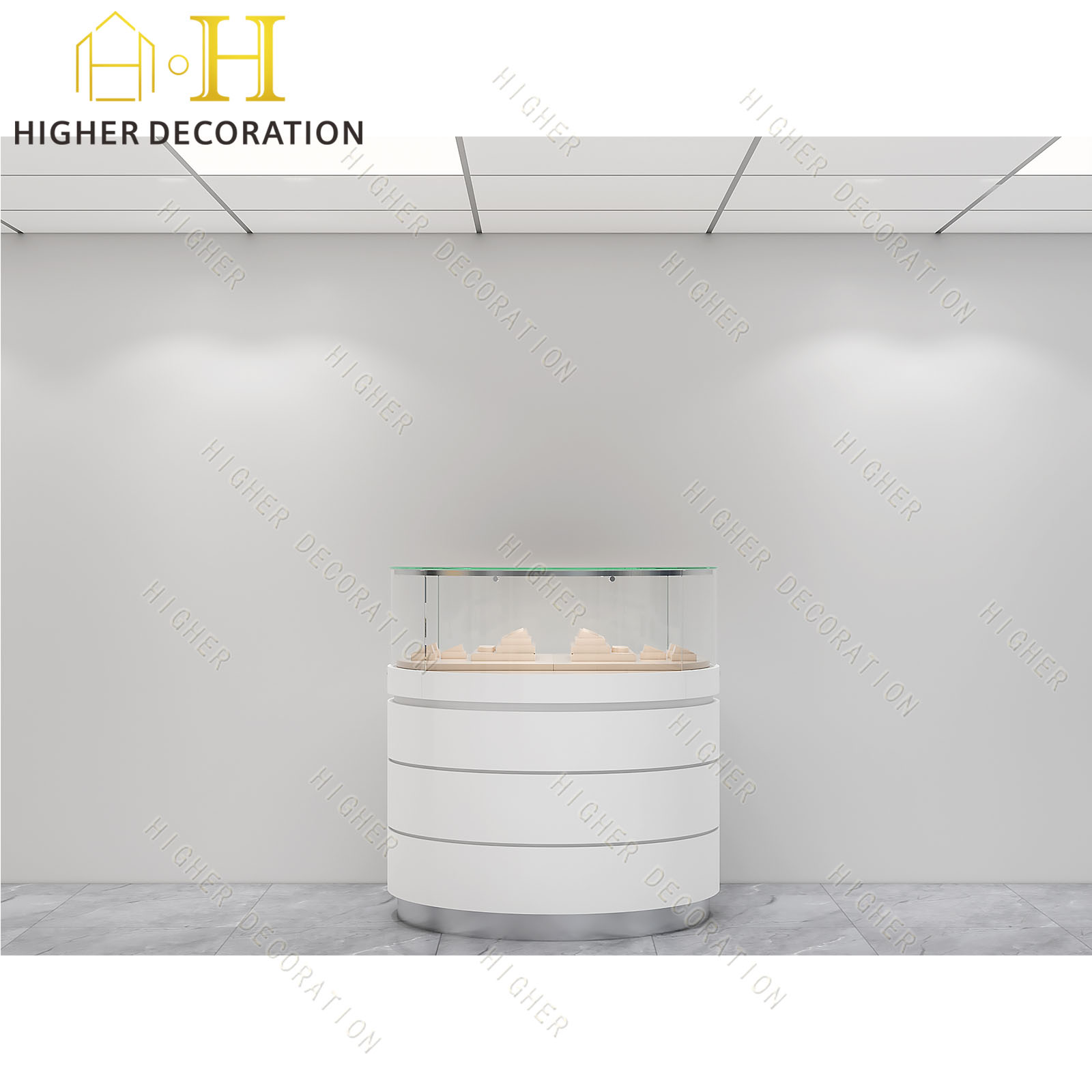 jewelry display case curved glass