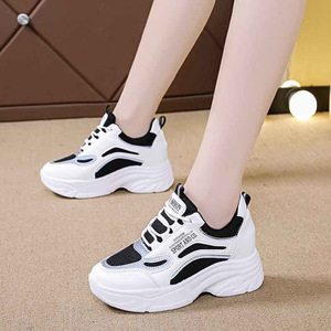 <span class=keywords><strong>Scarpe</strong></span> da Corsa Casual da Donna in PU <span class=keywords><strong>con</strong></span> Lacci e Suola Spessa, Bianche Nere Grigie, <span class=keywords><strong>con</strong></span> Rialzo <span class=keywords><strong>Interno</strong></span>, Tendenza Moda Autunnale - Product Image 3