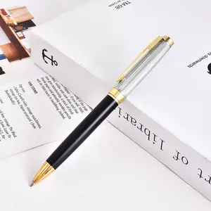Stylish Line Engraved Metal Pen Elegant Smooth Writing Gift Pen Business Gold Plating Company Cooperation Gift Ballpoint Pens