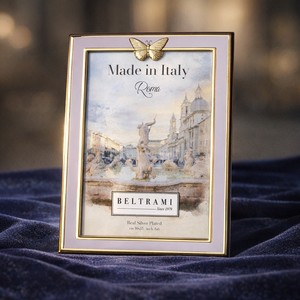Beltrami Photo <b>Frame</b> 4x6 Real Silver Plated Made In Italy Roma Butterfly Decorative <b>Metal</b> <b>Frame</b> - Product Image 3