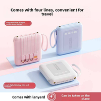 Batterie externe ultra-fine 10000 mAh, charge rapide 2A 10W Type-C, 4 câbles intégrés, écran LED, cordon, chargeur portable pour voyage