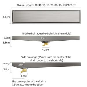 Siphon de douche linéaire 20-120 cm en acier inoxydable 304 avec grille en laiton amovible pour salle de bain - Product Image 6