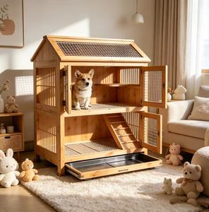 Meilleures ventes, nouvelle arrivée, cage pour chien en <span class=keywords><strong>bois</strong></span> de qualité supérieure à 2 niveaux avec plateau et structure métallique - Product Image 1