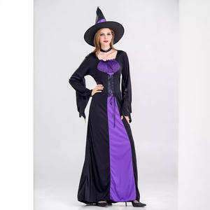 <span class=keywords><strong>Costume</strong></span> de sorcière méchante pour femmes de <span class=keywords><strong>maison</strong></span> colorée robe classique de sorcière longue violette - Product Image 6