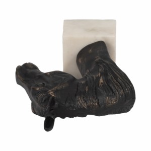 Scultura di testa di cavallo con finitura nera e base in marmo, statuetta decorativa per casa, ufficio, soggiorno - Product Image 6