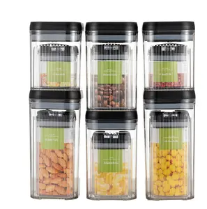새로운 디자인 수 세트 6 밀폐 식품 저장 용기 주방 조직 BPA 무료 플라스틱 밀봉 식품 항아리 뚜껑