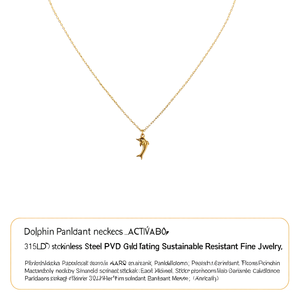 Dolphin Pendant Necklace 316L Stainless Steel PVD Gold Plating Sustainable Resistant Fine Jewelry - Product Image 2