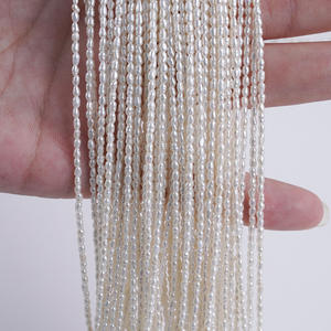 Collier de perles d'eau douce naturelles de Zhuji, 1,5-2 mm, petites perles de riz, forme de riz blanc, chaîne semi-finie pour la fabrication de bijoux en gros - Product Image 3