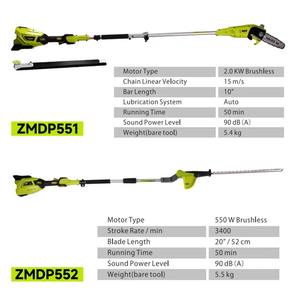 Scie à perche télescopique sans fil ZOMAX 21V sans balais, 1,6-2,1 m, pour la taille des arbres, des jardins et des vergers - Product Image 5