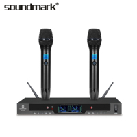 Sistem Mikrofon Nirkabel Profesional KTV Soundmark VM-1000 Dual-Channel Bertenaga Baterai AA Kapasitor Solid State Inframerah