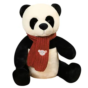 定制大熊猫毛绒大枕头玩具带围巾儿童礼品
