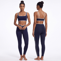 Ensemble de yoga et d'entraînement grande taille pour femme - Ensemble 2 pièces tendance avec leggings taille haute et brassière de sport dos croisé en nylon/spandex respirant, personnalisable